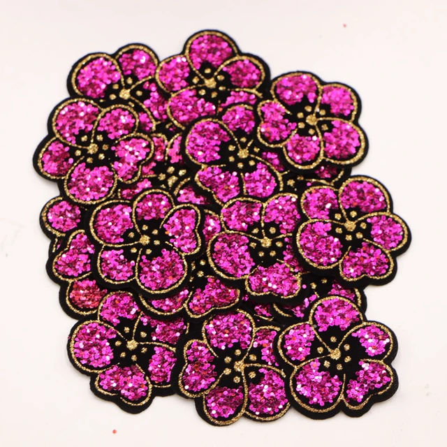 Cute Pink Flower 3pcs/Lot Sew On Sequins Flowers Patch Clothes DIY Iron On  Patches for Clothing T-shirt Dress - AliExpress