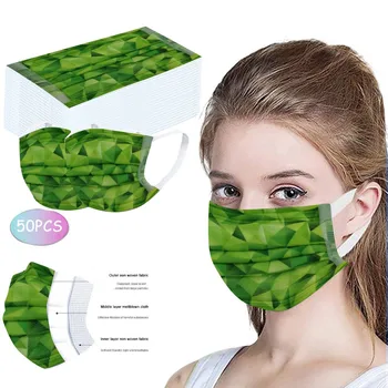 

Disposable Unisex Printed White Soft Masks Adult 3-Layer Masks 50PCS Mascarillas de Protection Face masks Ear Loop Face Mask#
