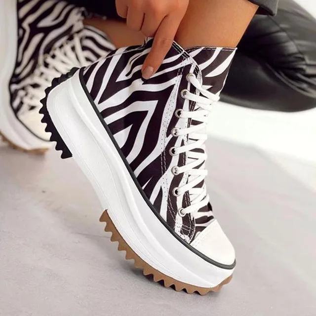 New Women's Vulcanize Shoes Fashion Platform High Canvas Shoes Casual Sports Shoes Ladies Comfortable Lace Up Sneakers women 1
