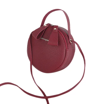 

Fashion Pu Leather Lady Crossbody Bag Women Bag Simple Design Messenger Bag Circular Handbag Mini Mobile Phone Bags Red