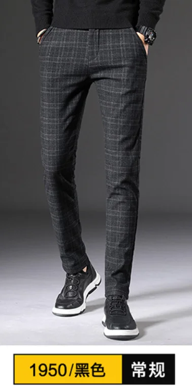 Regular 3 Fleece Thick Pants Men Autumn Winter Casual Plaid Trousers Sild Wild Tide Straight Elastic Waist Full Length Pants Male - Цвет: Regular 3