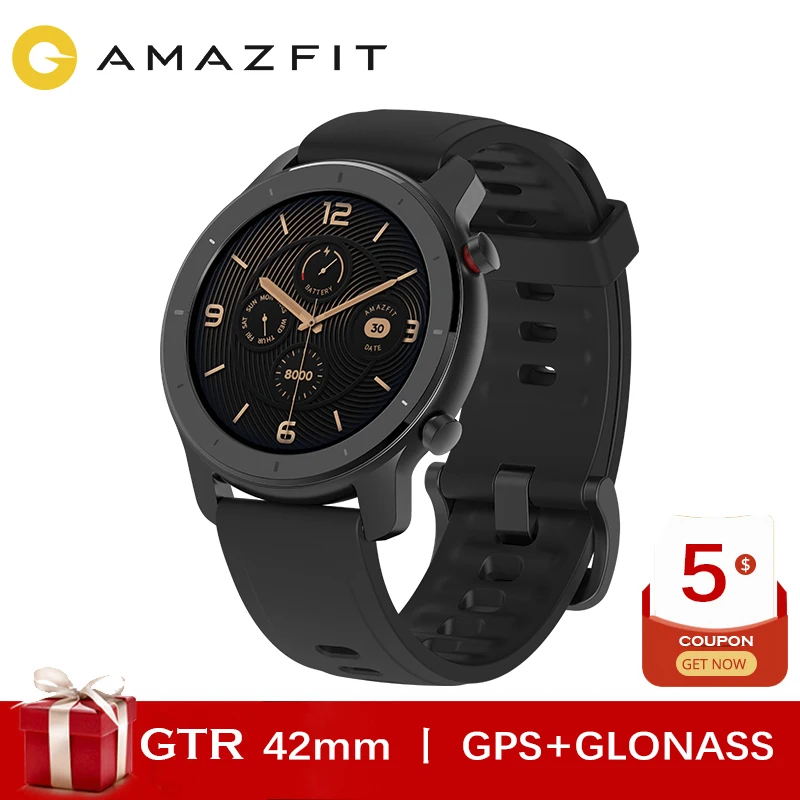 Новая глобальная версия Amazfit GTR 42 мм Смарт-часы 5ATM умные часы 12 дней батарея управление музыкой для Android IOS