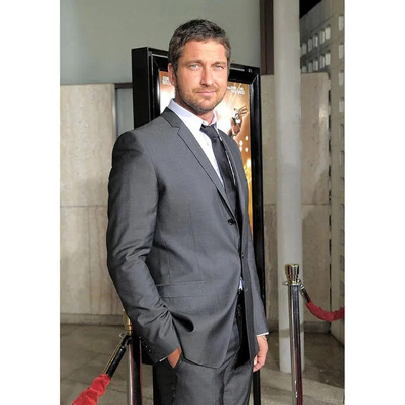 

Groomsmen Best Man Grey Men Suit For Wedding Formal Prom Blazer Latest Small Lapel Design 2Pieces(Jacket+Pants+Tie)
