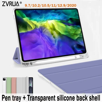 

Back Cover with Pencil Holder Transparent Case 7th 10.2 2019 Smart Funda Case 10.5 inch for ipad 5 6th 9.7 Pro 12.9 11 2020