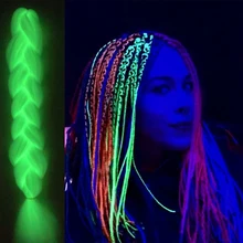 AISI волосы Светящиеся Волосы светильник плетение волос Kanikalon огромные синтетические косички для женщин повседневные Косплей вечерние блестящие волосы