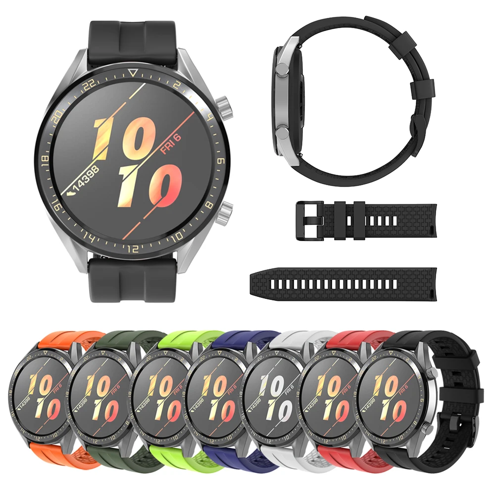 

For Huawei GT Band 22mm Smart Watch Strap High Quality Silicone Steel Buckle Replacement Wristwatch Bracelet