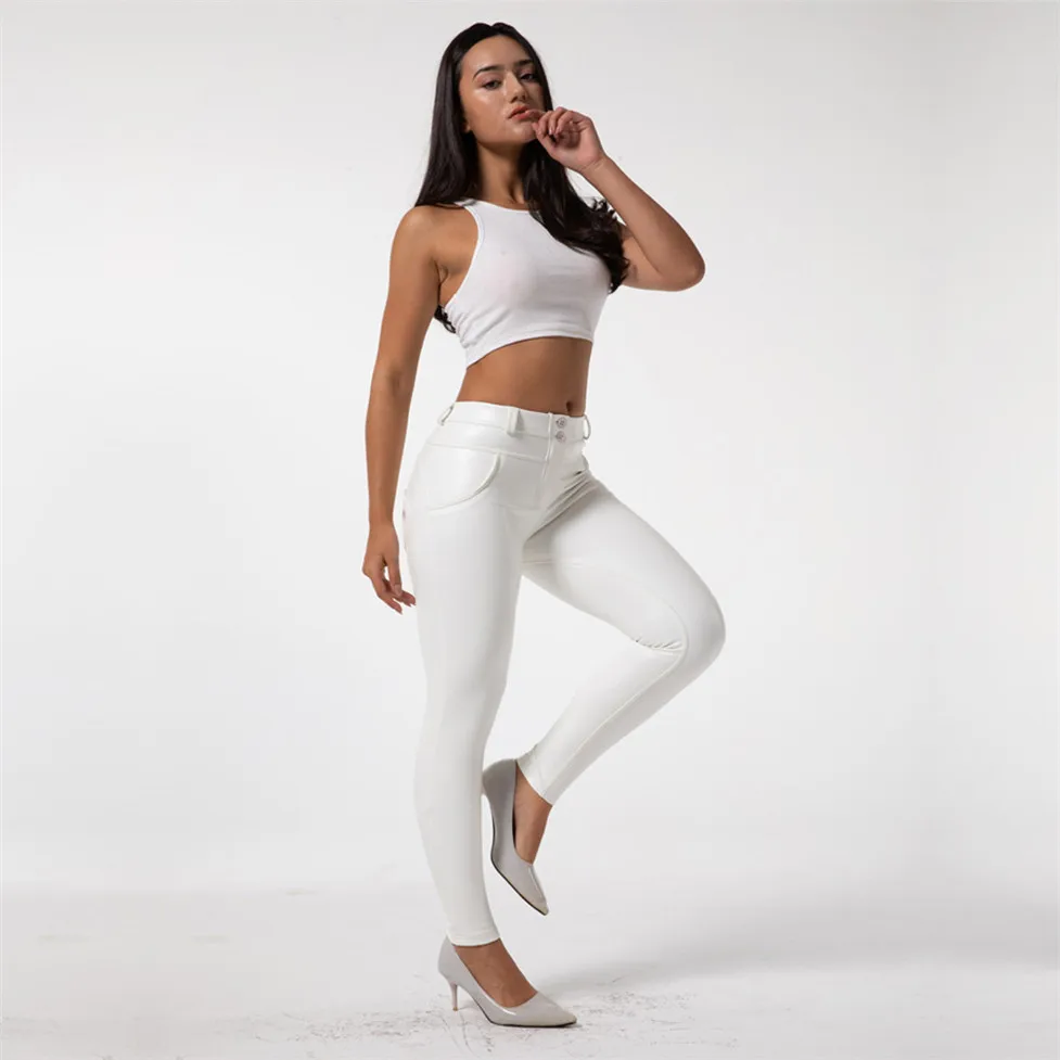 Shascullfites Comfy Faux Leather Jeans Leggings Four Ways Stretchable Thermal Leggings Women Leatherette White Tights shascullfites melody leather high rise pants winter thermal tights and push up leggings white leather skinny pants for women