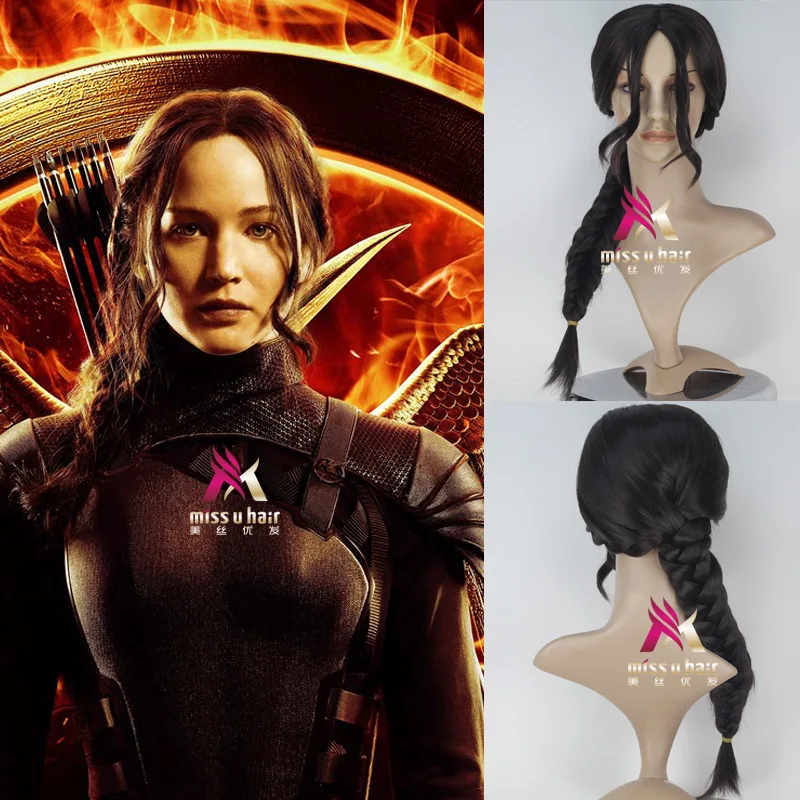 

new The Hunger Games Katniss Everdeen Cosplay Wig Wavy Long Braid Styled Synthetic Hair Heat Resistance Fiber +wig cap