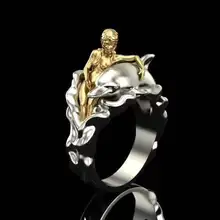  HUANZHI 2020 New Trendy Metal Punk Hand Bone Paw Adam Eve lovers Ring for Women And Man Lovers  Party Hot Jewelry 