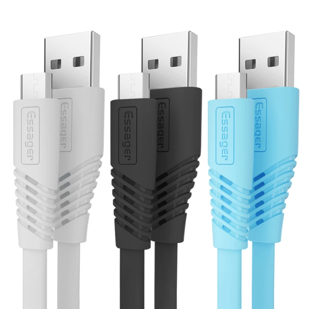 

Essager Flat Quick Micro USB Cable for Xiaomi Redmi Samsung 2.4A Fast Charging Microusb Data Charger Cord Android Mobile Phone