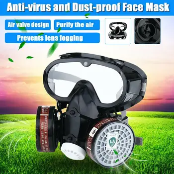 

1Set Half Face Respirator Dust Gas Mask for Painting Spray Pesticide Chemical Smoke Fire Protection glasses