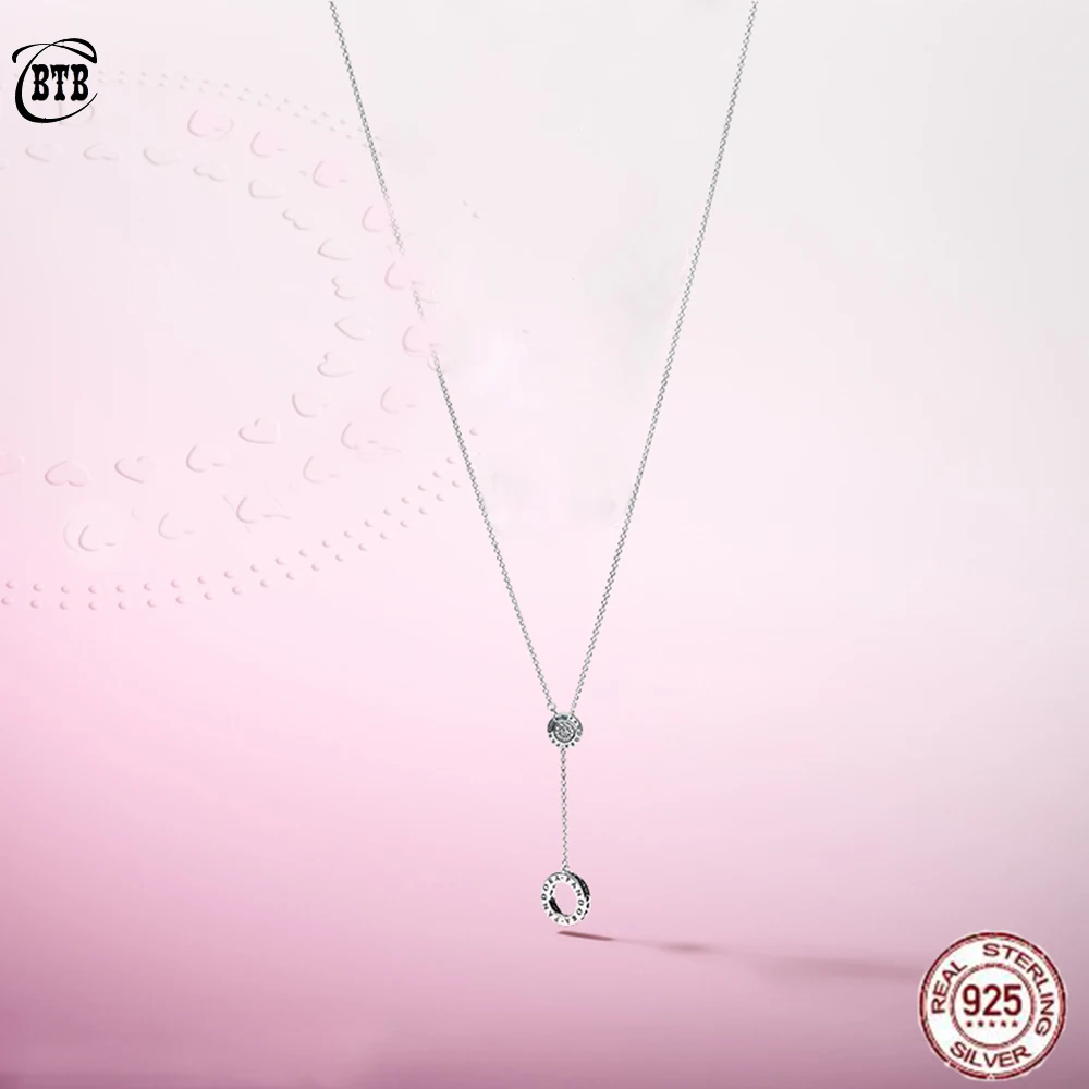 

New 100% 925 Sterling Silver Signature Pan Necklace, Clear CZ For Women Original Fashion Pendants Charms Jewelry