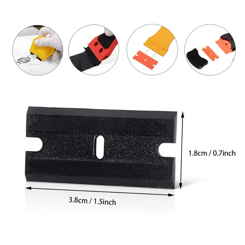 EHDIS Razor Scraper Double-Side Plastic Blade Car Wrap Film Vinyl Squeegee Replacement Window Tints Clean Sticker Remover Tools