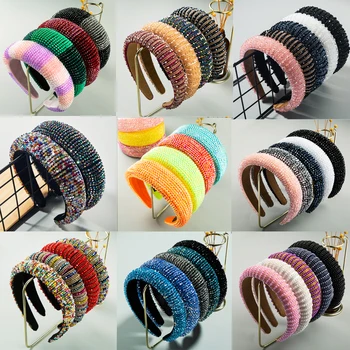 

Shiny Crystal Beaded Hair Hoop Elegant Women Headband Headwear Hairband Fashion Handmade Girls Hair Accessories Pink