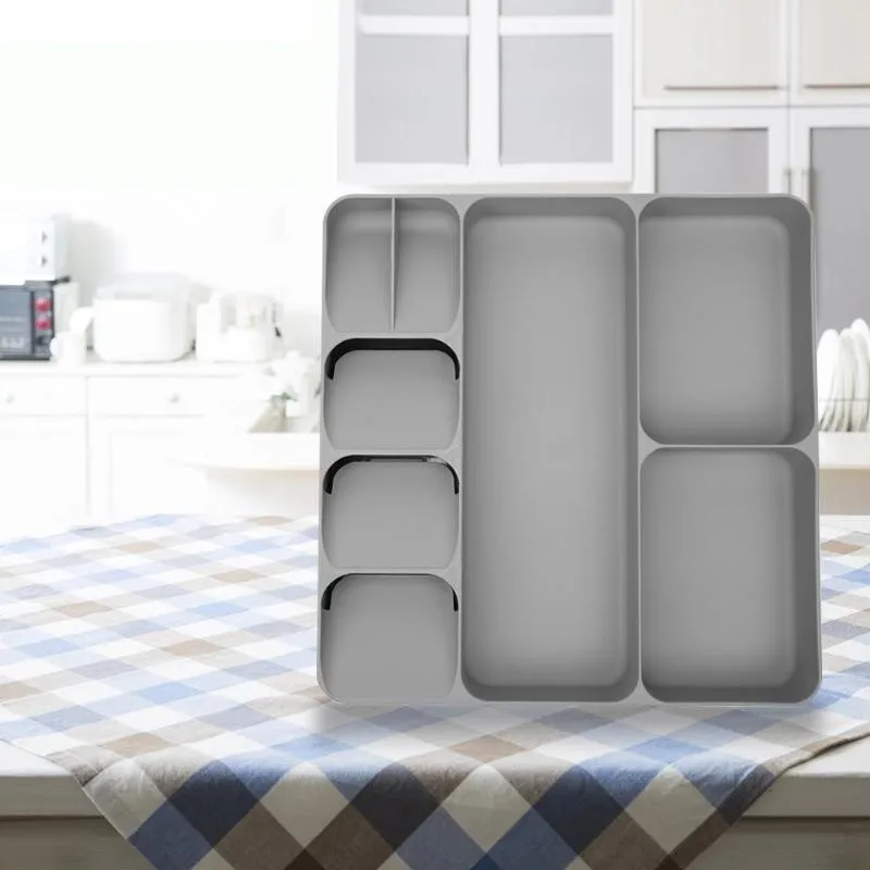 

3 In 1 Kitchen Drawer Organizer Tray Spoon Separation Cutlery Storage Box Finishing Cutlery Organization Kitchen Tool Utensils