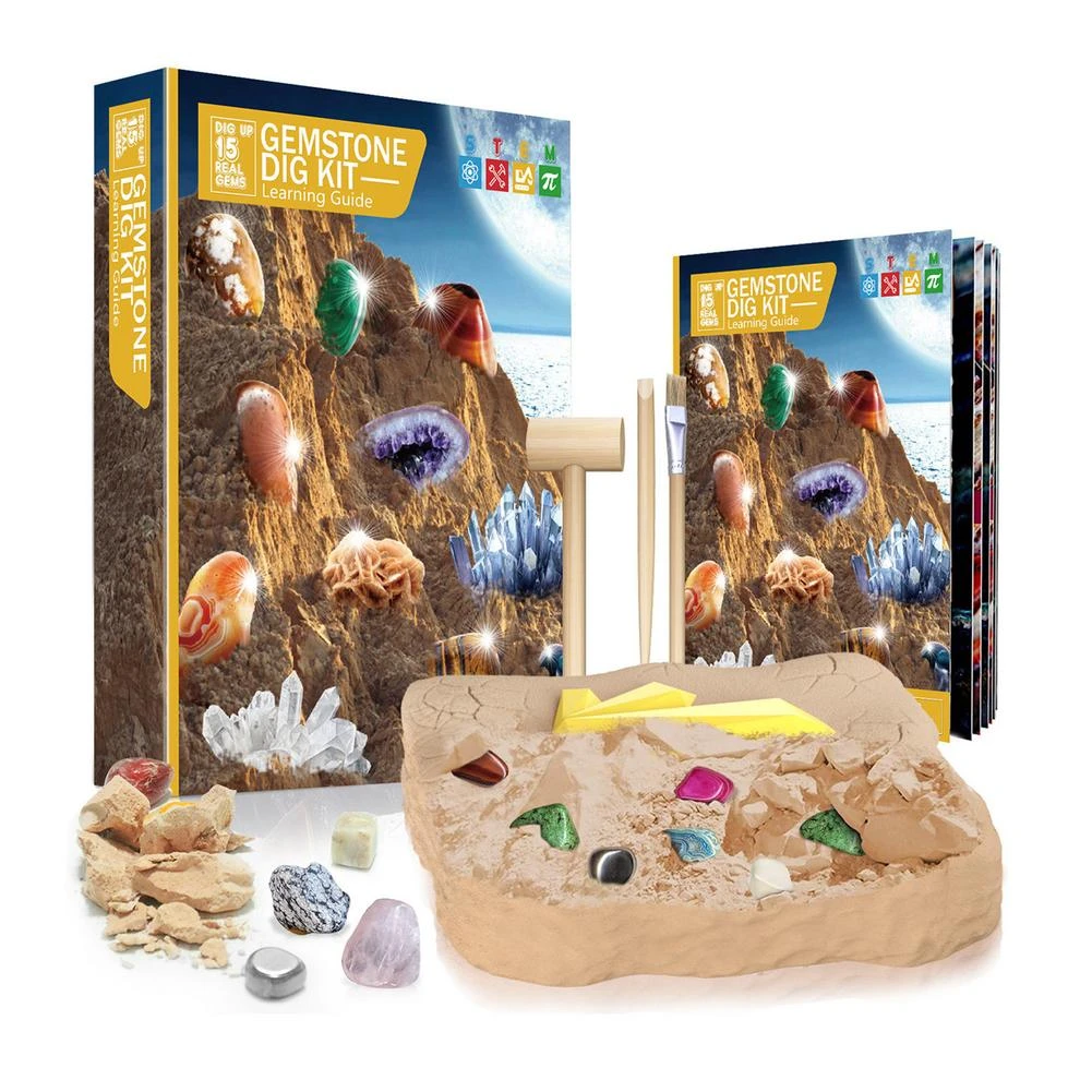 15pcs Gemstone Mining Digging Kit Kids 
