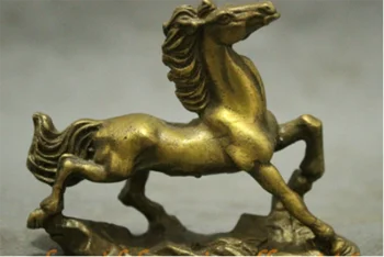 

China Pure Brass Collect Wealth Year Zodiac Jump Horse Statue Figurine