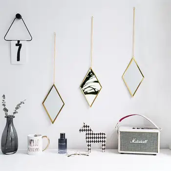 

1Pc Creative Wall-Mounted Makeup Mirror Delicate Rhombus Wall Hanging Vanity Mirror For Home Bathroom Bedroom Home Decor