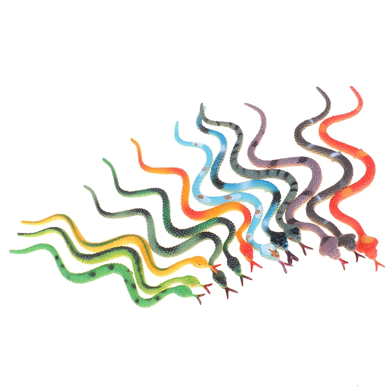 High Simulation Toy Plastic Snake Model Funny Scary Snake Kids Gag Prank Funny Favor Toys Halloween Prank Prop For Decor 12Pcs