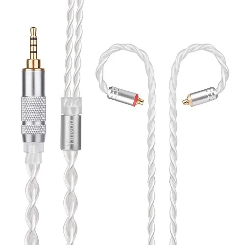 HOT! Yinyoo 7N Pure Silver Cable 2.5/3.5/4.4mm Balanced Cable With MMCX/2pin Connector For LZ AS10 ZS10 C10 C16 C12 V80 V90