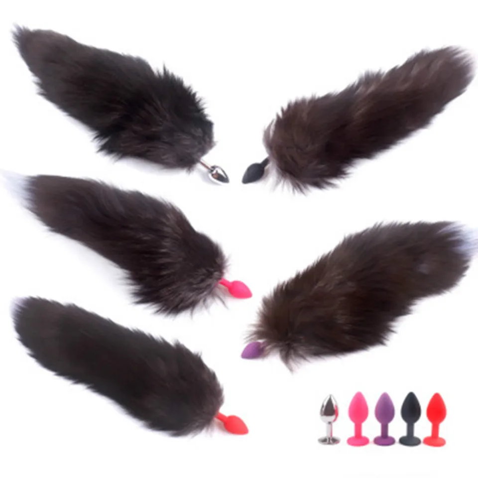 Anal-plug-fox-tail-butt-plug-silicone-metal-plug-toys-dog-tail-artificial-hair-fox-brown (5)