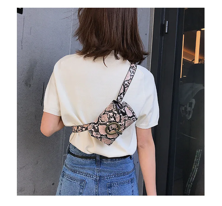 Модная сумка на пояс со змеиным принтом Дамская змеиная сумочка из искусственной кожи женские модели дикая сумка на одно плечо