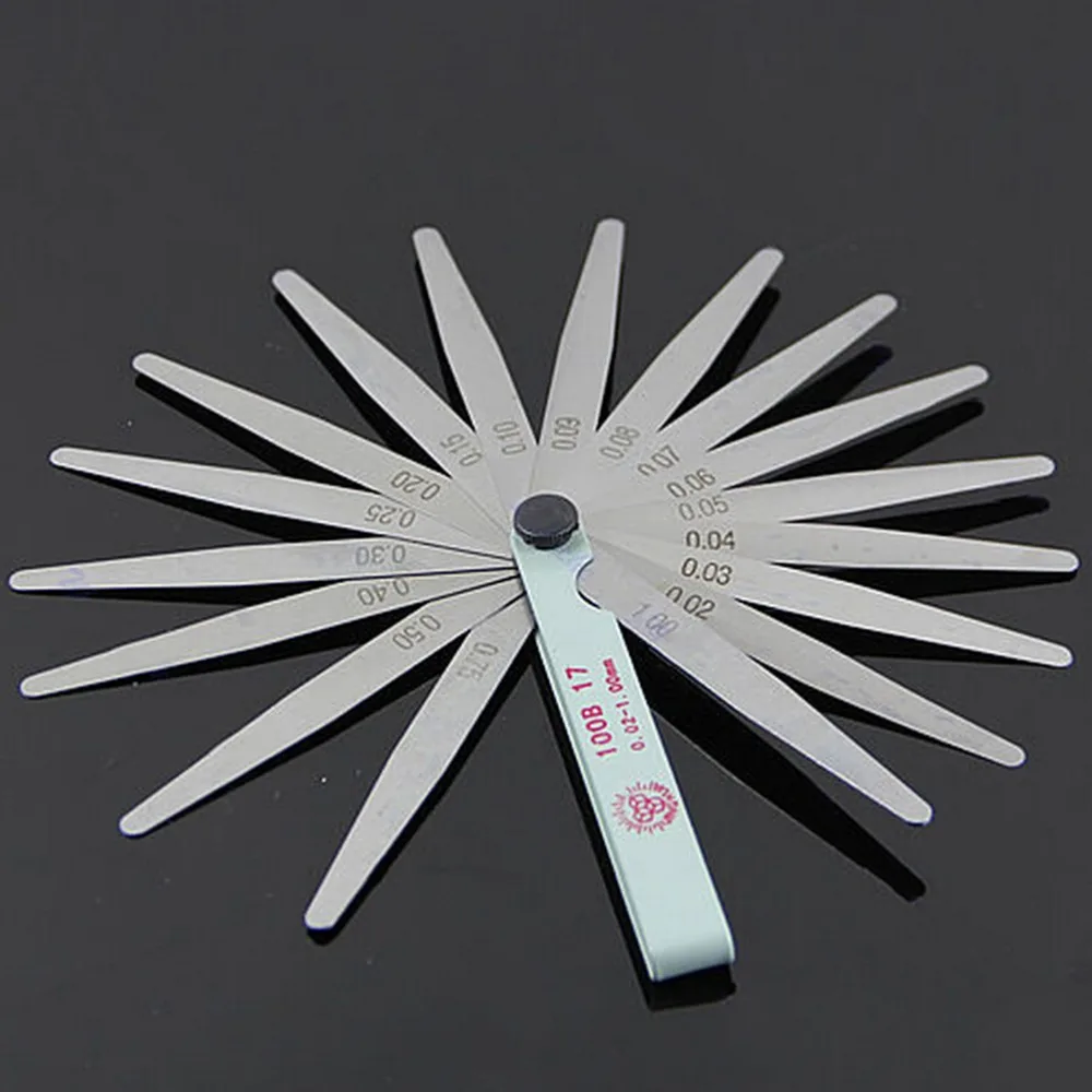 Useful 17 Blades 0.02 To 1mm Thickness Gap Metric Filler Feeler Gauge Measure Tool For Feeler Gauge Valve Shim Use images - 6