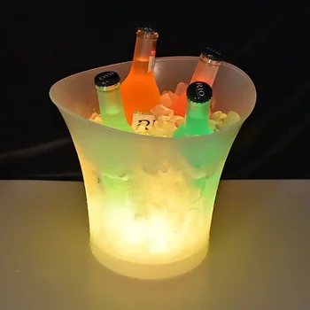 

New 5L waterproof plastic LED ice barrel color bar nightclub led lit champagne beer barrel bar CY50805
