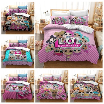 

LOL Surprise Dolls Home Textiles Children 3D Quilt Cover 100%Polyester Bedding Set Luxury Three-Piece Pillowcase Quilt Cover