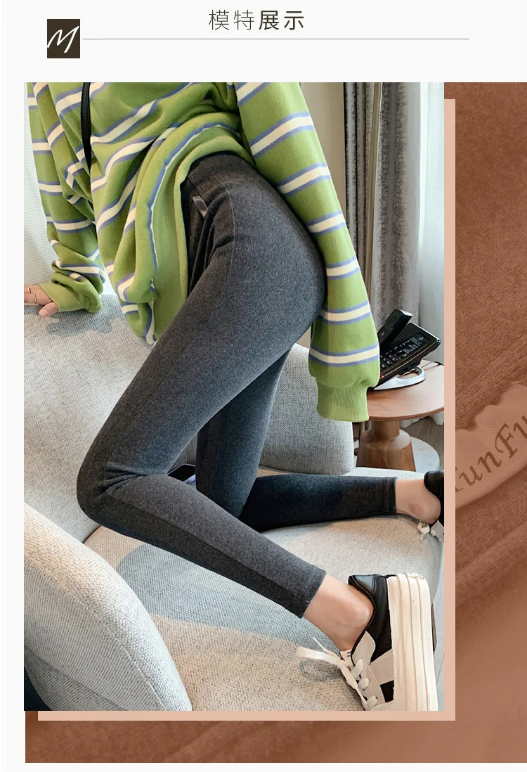 fleece lined leggings Winter Thicken Plush Leggings Women Pure Cotton Skinny Pants Female High Waist Outer Wear Warm Lamb Wool Elastic Trousers fleece leggings