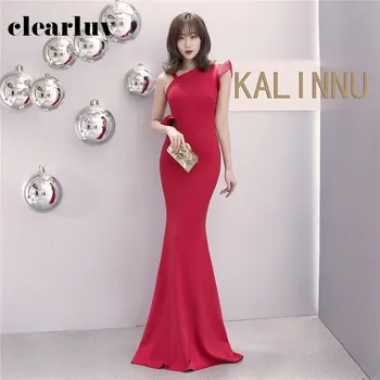 

Ruffles Evening Dresses Red Stylish One Shoulder Prom Gown Plus Size Sling Party Gown DX381-2 New Elegant Mermaid Formal Dress