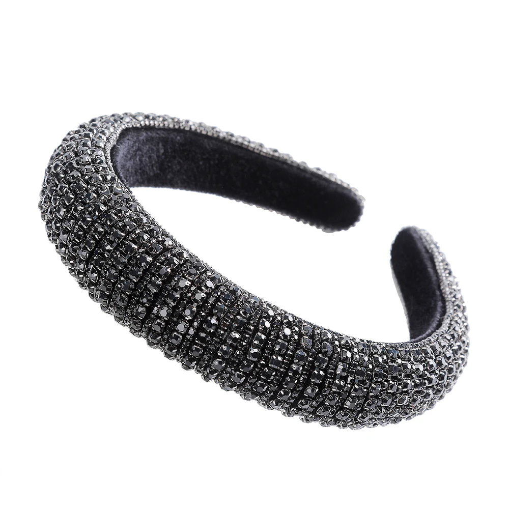 3cm Wide Black Обруч со стразами и блестящими стразами, роскошный обруч для волос, ограниченный выпуск, черный, белый цвет, Женская повязка на голову - Цвет: 3cm Wide Black