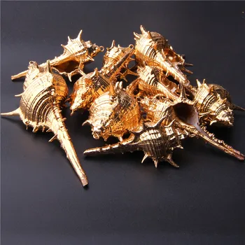 

4Pcs Spiral Shell Charms Golden Plated Seashell Scallop Loose Shell Cowrie Pendant for Jewelry Making Crafts DIY Decorations