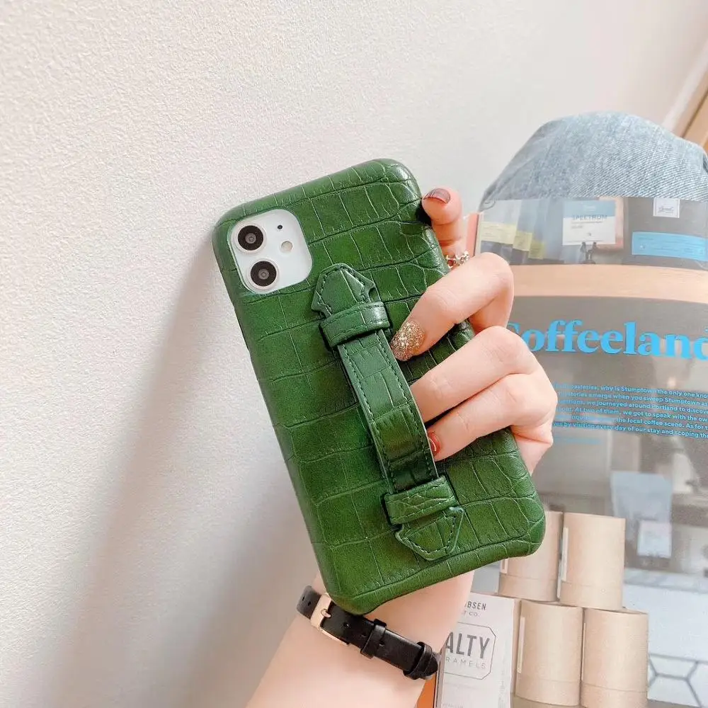 Модный кожаный чехол для телефона iPhone X XS Max XR 7 8 6 6S Plus с ремешком под крокодиловую