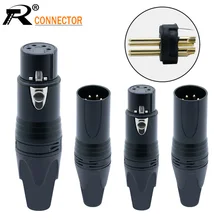 2шт медный 4pin разъем динамика позолоченный Мужской и Женский микрофон разъем цветной разъем для микрофона Позолоченный разъем XLR