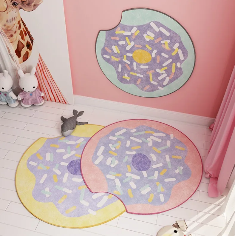 Nordic Style Round Donut Carpet Rugs Girl Room Decor Play Area Rug Bedside Doormat Floor Chair Mat Cartoon Carpets Living Room