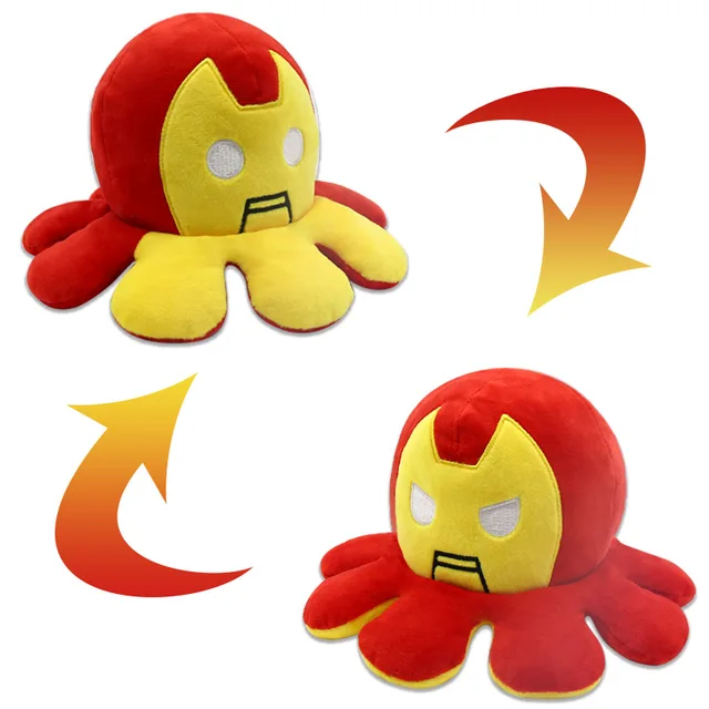 10pcs Tow-sidee Marvel Plush Birthday Spiderman Iron Man Stuffed Reversible Toy Cotton Multifunction Sad Toy Kids Christmas Gift 3