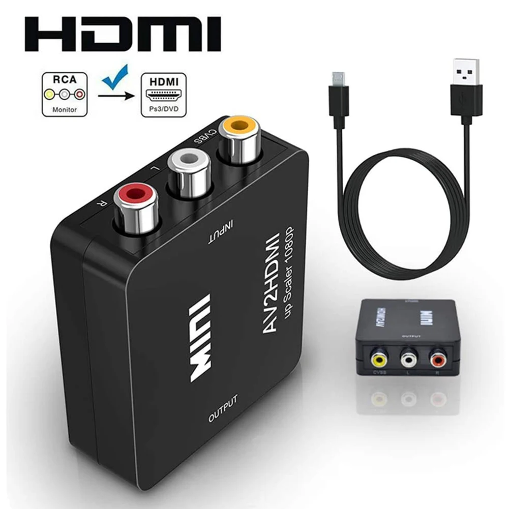 Kebidu AV в HDMI-совместимый коммутатор AV2HDMI конвертер Full HD 1080P Аудио Адаптер