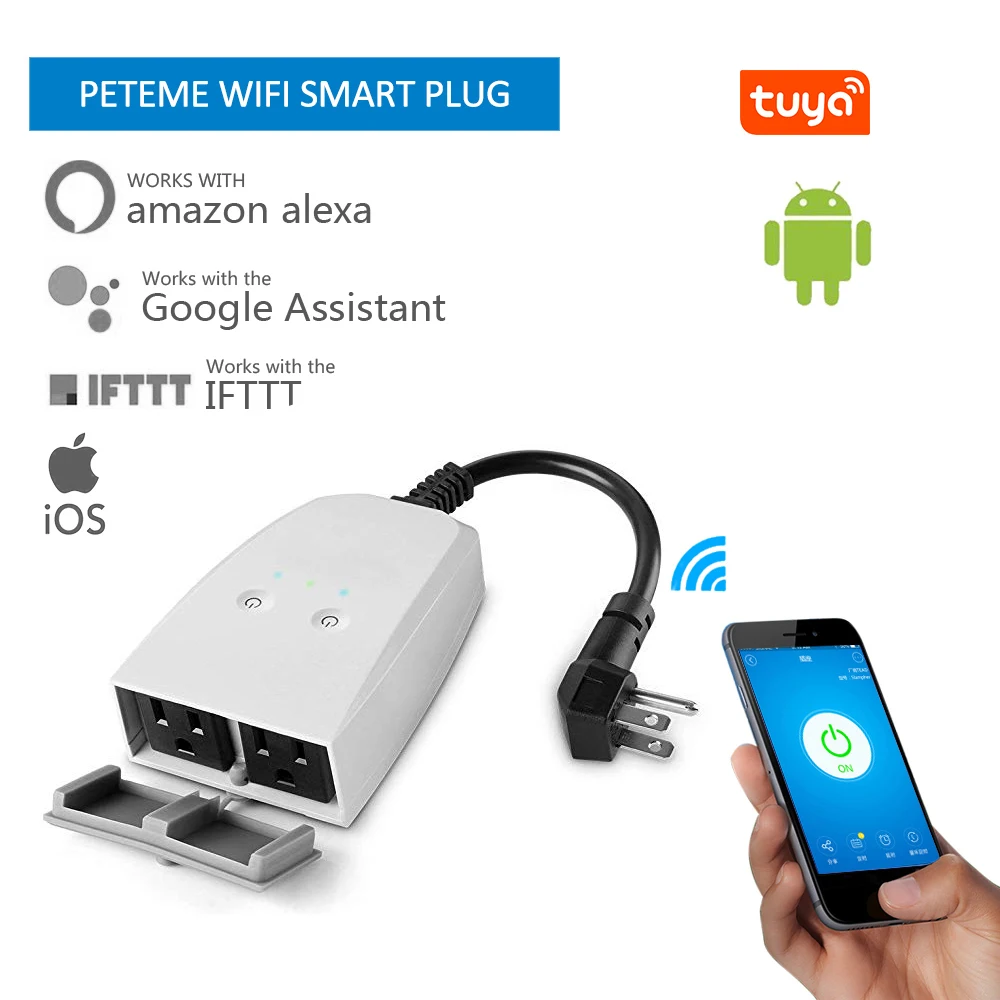 

tuya Waterproof wifi Smart usb Plug smart socket Outdoor power 2 Wifi Outlets Compatible with Alexa Google Home IFTTT smart life