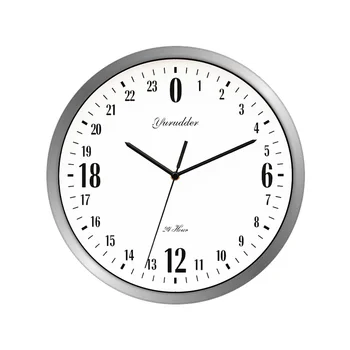 

Creative 24 Hour Dial Design 12 Inches Metal Frame Modern Fashion Decorative Round Cheap Wall Clock on the wall