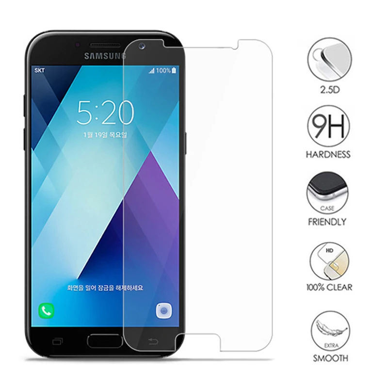 Protector de pantalla de vidrio templado para móvil, película protectora de dureza 9H para Samsung Galaxy A3, A5, A7, J3, J5, J7, 2015, 2016, 2017, 2018
