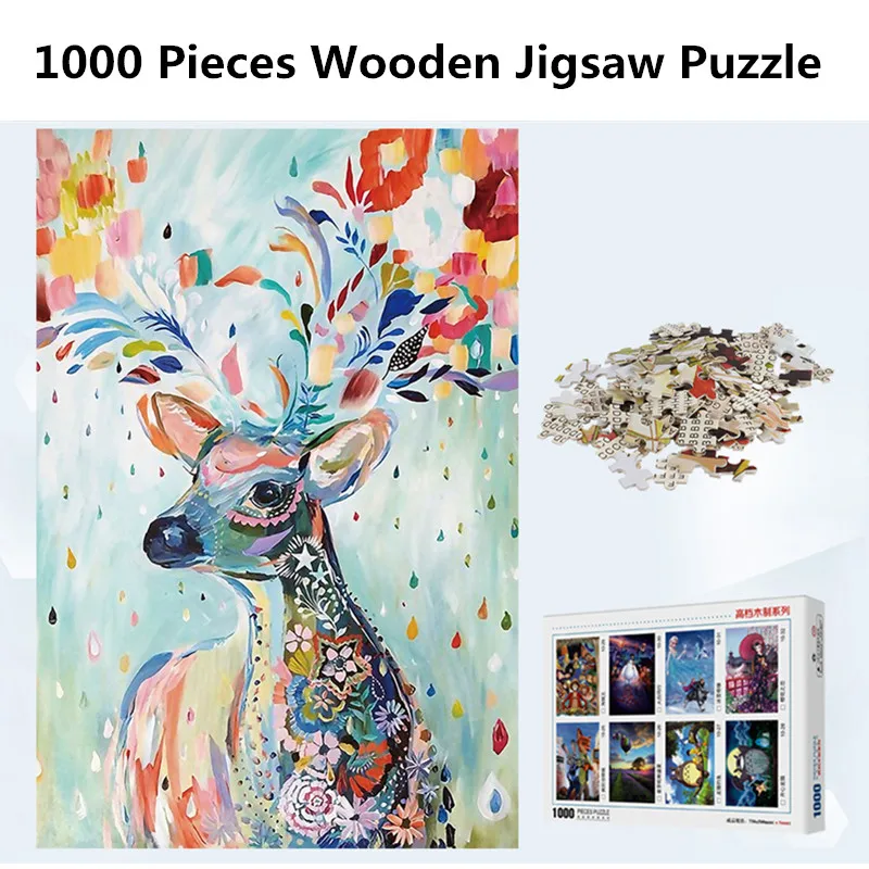 

1000 Pieces Wooden Jigsaw Puzzle Adult Puzzle Toy Kid Educational Toys Color Elk Puzzle