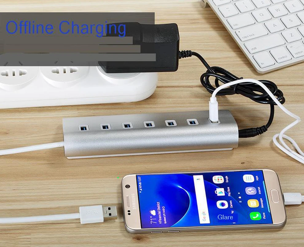 SeenDa 7 портов Алюминиевый USB 3,0 концентратор 5 Гбит/с высокоскоростной адаптер питания мульти USB 3,0 концентратор USB разветвитель для портативных ПК