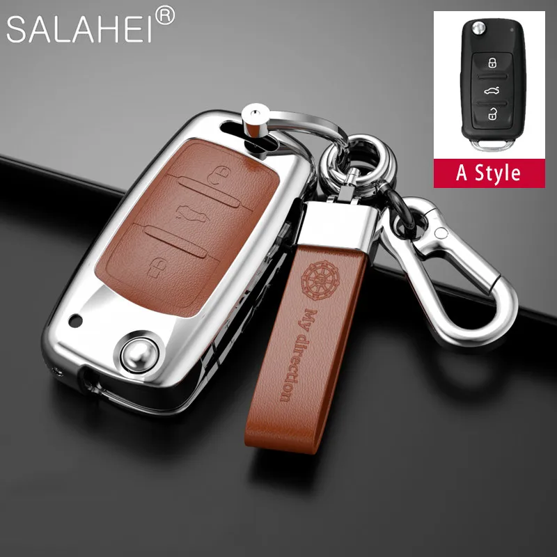 New Fashion Zinc Alloy &amp Leather Car Key Case For Volkswagen VW POLO Tiguan Passat B5 B6 B7 Golf EOS Scirocco Jetta MK6 Octavia |