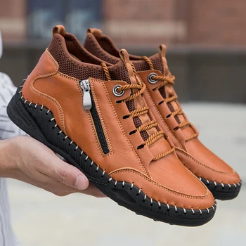 

Hand Made Men Casual Boot Microfiber Leather Walking Shoes Man's Zipper Outdoor Flat Winter Warm Bota Flat Travelling Footwear48