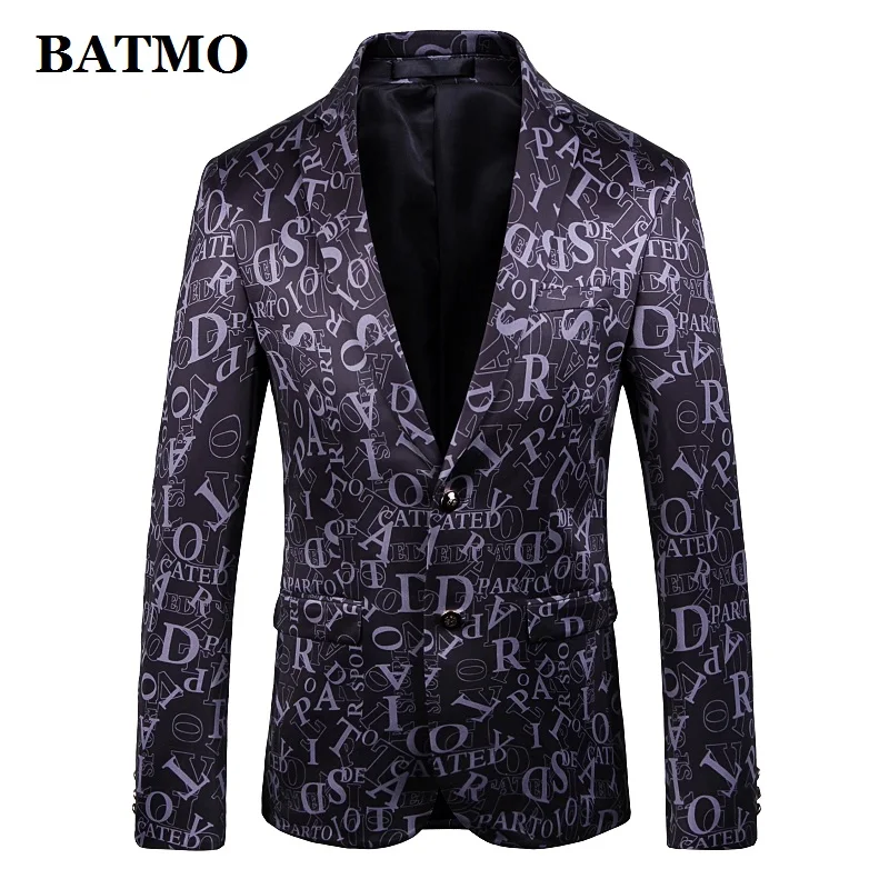 Batmo Новое поступление, высококачественные бархатные повседневные мужские блейзеры с буквенным принтом, мужские куртки с принтом, большие размеры 1902
