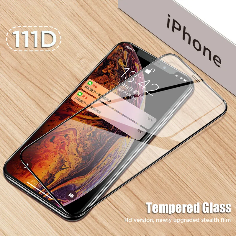 Закаленное стекло 111D для iPhone 12 Pro 5 SE 6 6S 7 8 Plus полное покрытие Защита экрана 11 X XR XS Max