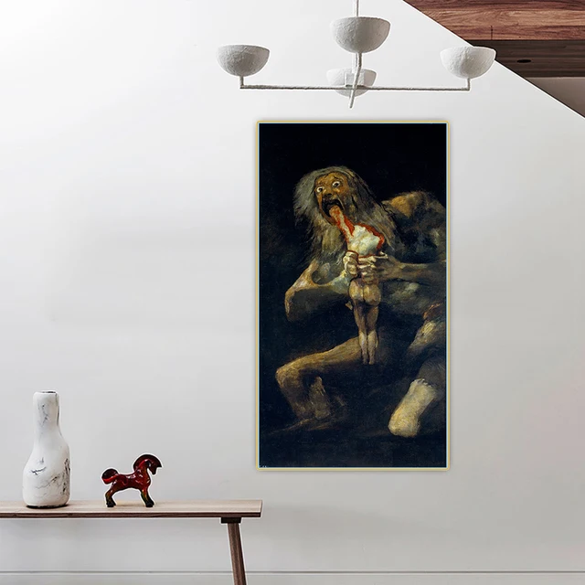 Citon Francisco Goya《Saturn Devouring His Son》ภาพวาดสีน้ํามันงานศิลปะโปสเตอร์ภาพผนังตกแต่งพื้นหลังตกแต่งบ้าน 1