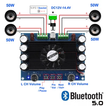 

4*50W Bluetooth 5.0 TDA7850 Audio Power Amplifier Board Automotive 4 Channel AMP Class AB Car Stereo Home Theater Amplifiers