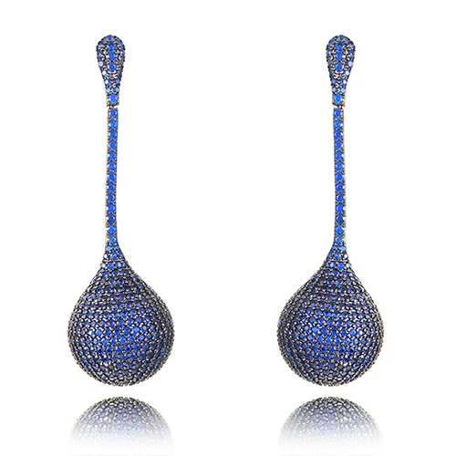 Blue Missvikki брендовые новые трендовые женские длинные висячие серьги блестящие кубические циркониевые Висячие серьги для невесты аксессуары для свадебной вечеринки - Окраска металла: Blue